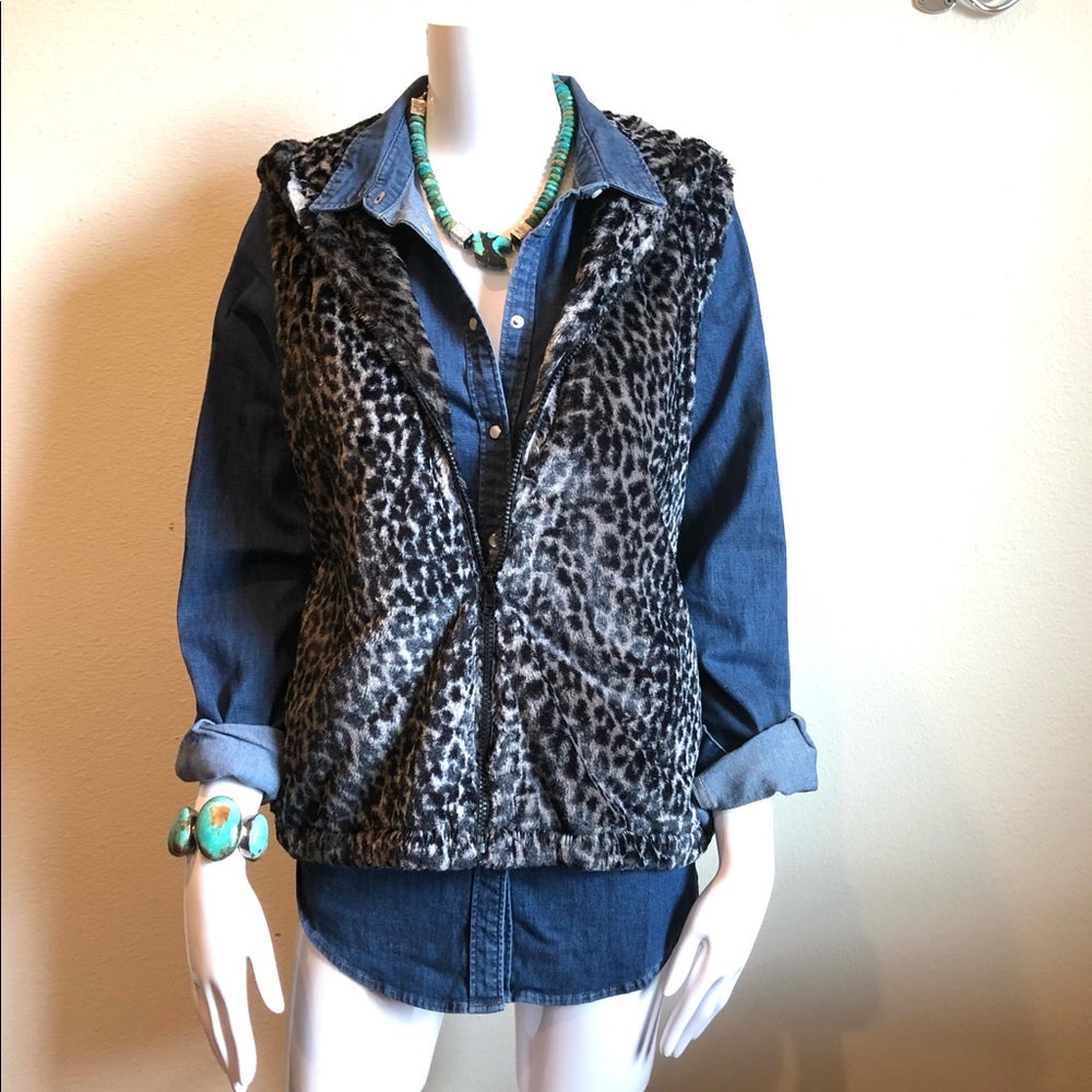 Faux fur vest with hood